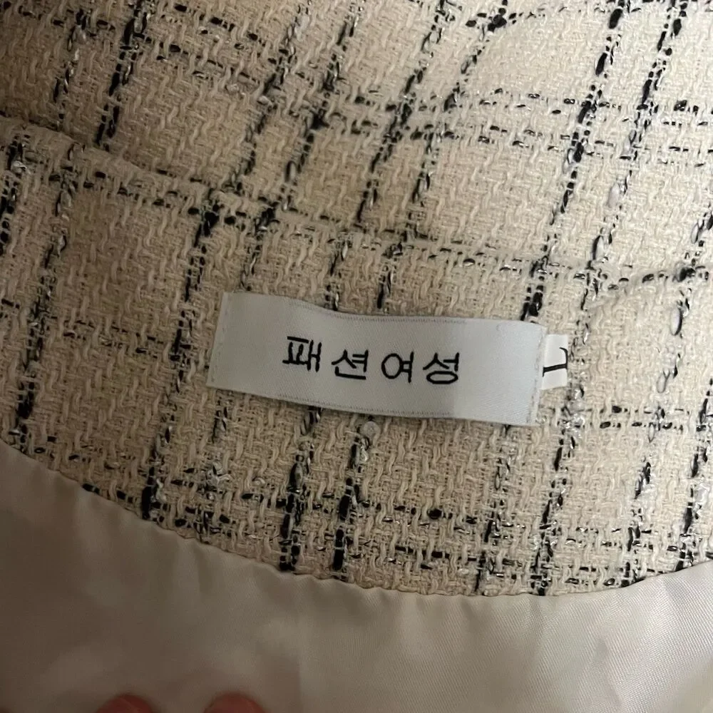 Tweed plaid trenchcoat jacket cream - Picture 6 of 6